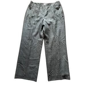 Talbots 14 Petites Grey Career Windowpane Trouser Wool Blend Pants